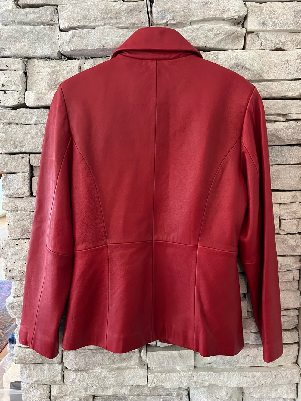 Liz Claiborne Red Leather Jacket Womens Small Petite - Picture 6 of 11